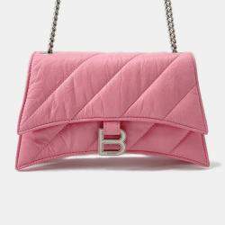 Pre Owned Balenciaga Crush XS Pink Leather Shoulder Bag