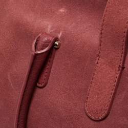 Pre Owned Balenciaga Pink Suede and Leather Tube Clasp Top Handle Bag