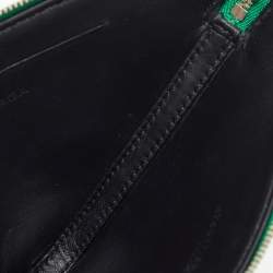 Pre Owned Balenciaga Green Leather Small Triangle Zip Pouch