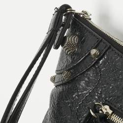Pre Owned Balenciaga Black Leather Le Cagole Wristlet Pouch