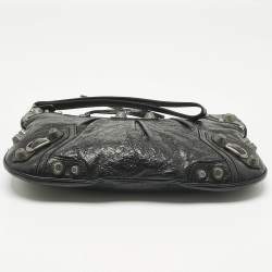 Pre Owned Balenciaga Black Leather Le Cagole Wristlet Pouch