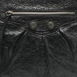 Pre Owned Balenciaga Black Leather Le Cagole Wristlet Pouch