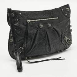 Pre Owned Balenciaga Black Leather Le Cagole Wristlet Pouch