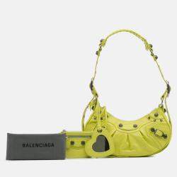 Pre Owned Balenciaga Yellow Lambskin Motocross Le Cagole XS