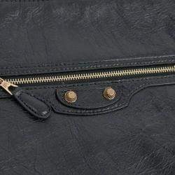 Pre Owned Balenciaga Black Leather New Giant Clutch