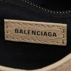 Pre Owned حقيبة بالنسياغا ميني مدينة الحافة المعدنية جلد بيج