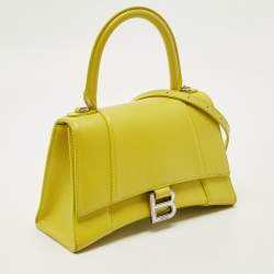 Pre Owned Balenciaga Yellow Leather Small Hourglass Top Handle Bag