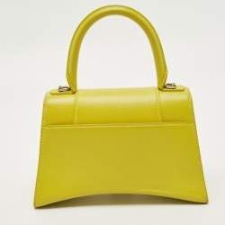 Pre Owned Balenciaga Yellow Leather Small Hourglass Top Handle Bag