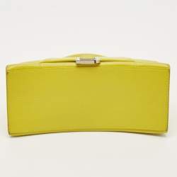 Pre Owned Balenciaga Yellow Leather Small Hourglass Top Handle Bag