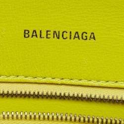 Pre Owned Balenciaga Yellow Leather Small Hourglass Top Handle Bag