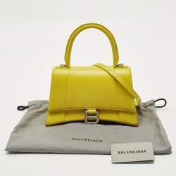 Pre Owned Balenciaga Yellow Leather Small Hourglass Top Handle Bag