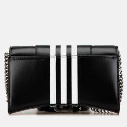 Pre Owned Balenciaga X Adidas Hourglass Crossbody Chain Wallet Shoulder Bag Black White Leather