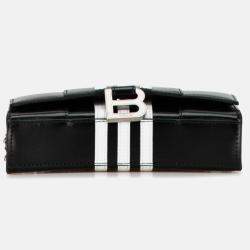Pre Owned Balenciaga X Adidas Hourglass Crossbody Chain Wallet Shoulder Bag Black White Leather