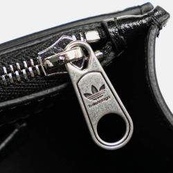Pre Owned Balenciaga X Adidas Hourglass Crossbody Chain Wallet Shoulder Bag Black White Leather