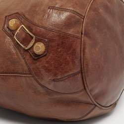 Pre Owned Balenciaga Brown Leather GGH Pompon Hobo