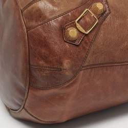 Pre Owned Balenciaga Brown Leather GGH Pompon Hobo