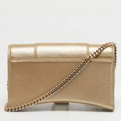 Pre Owned Balenciaga Gold Leather Hourglass Wallet on Chain