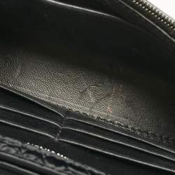 مملوكة مسبقًا محفظة بالسلسلة بالنسياغا أور جلوس جلد أسود بنقشة التمساح