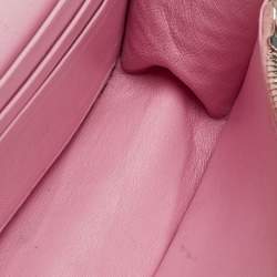 Pre Owned Balenciaga Light Pink Croc Embossed Leather Gossip Wallet on Chain