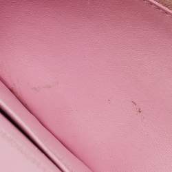 Pre Owned Balenciaga Light Pink Croc Embossed Leather Gossip Wallet on Chain