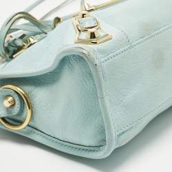 Pre Owned Balenciaga Light Turquoise Leather Mini Metallic Edge Classic City Bag