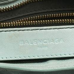 Pre Owned Balenciaga Light Turquoise Leather Mini Metallic Edge Classic City Bag