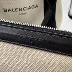 Pre Owned Balenciaga Off White/Black Canvas and Leather Navy XS Cabas Tote