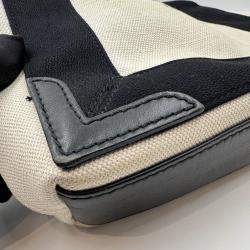 Pre Owned Balenciaga Off White/Black Canvas and Leather Navy XS Cabas Tote