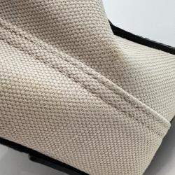 Pre Owned Balenciaga Off White/Black Canvas and Leather Navy XS Cabas Tote