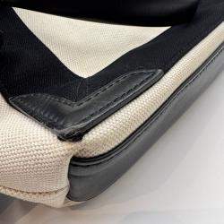 Pre Owned Balenciaga Off White/Black Canvas and Leather Navy XS Cabas Tote