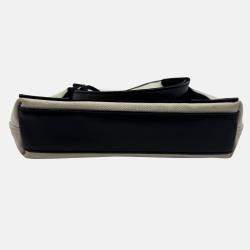 Pre Owned Balenciaga Off White/Black Canvas and Leather Navy XS Cabas Tote