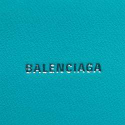Pre Owned Balenciaga Blue XS Croc Embossed Hourglass Top Handle Bag