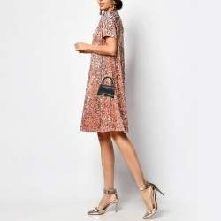 Pre Owned Balenciaga Black Suede Crystals Embellished Nano Hourglass Top Handle Bag