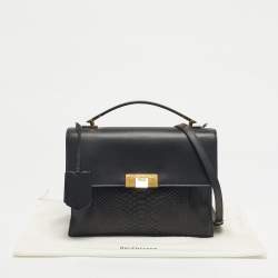 Pre Owned Balenciaga Black Leather and Python Le Dix Cartable Top Handle Bag