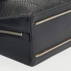 Pre Owned Balenciaga Black Leather and Python Le Dix Cartable Top Handle Bag