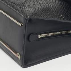 Pre Owned Balenciaga Black Leather and Python Le Dix Cartable Top Handle Bag