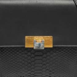 Pre Owned Balenciaga Black Leather and Python Le Dix Cartable Top Handle Bag