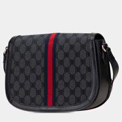 Pre Owned Balenciaga Black/Grey The Hacker Project BB Canvas Web Ophidia Crossbody