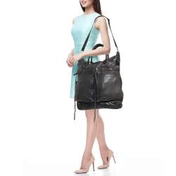 Pre Owned Balenciaga Navy Blue Leather RH Square Tote