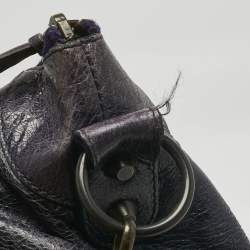 Pre Owned Balenciaga Navy Blue Leather RH Square Tote