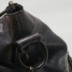 Pre Owned Balenciaga Navy Blue Leather RH Square Tote