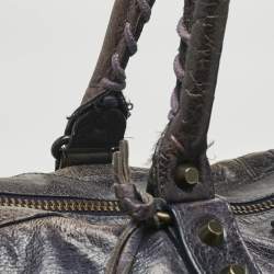 Pre Owned Balenciaga Navy Blue Leather RH Square Tote