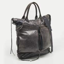 Pre Owned Balenciaga Navy Blue Leather RH Square Tote