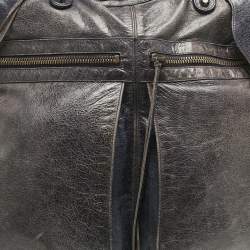 Pre Owned Balenciaga Navy Blue Leather RH Square Tote