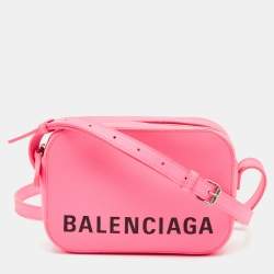 Pre Owned Balenciaga Neon Pink Leather XS Ville Camera Bag