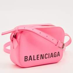 Pre Owned Balenciaga Neon Pink Leather XS Ville Camera Bag