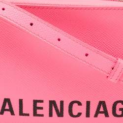Pre Owned Balenciaga Neon Pink Leather XS Ville Camera Bag