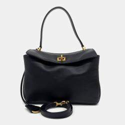 Pre Owned Balenciaga Black Leather Rodeo Small
