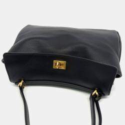 Pre Owned Balenciaga Black Leather Rodeo Small