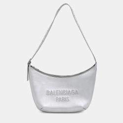 Pre Owned Balenciaga Silver Leather Mary Kate Sling Shoulder Bag